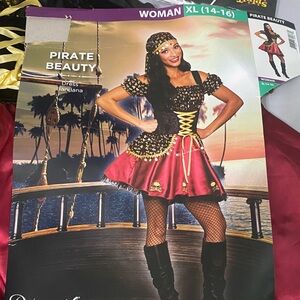 Pirate Beauty Costume XL includes a petticoat size plus and fishnet tights.